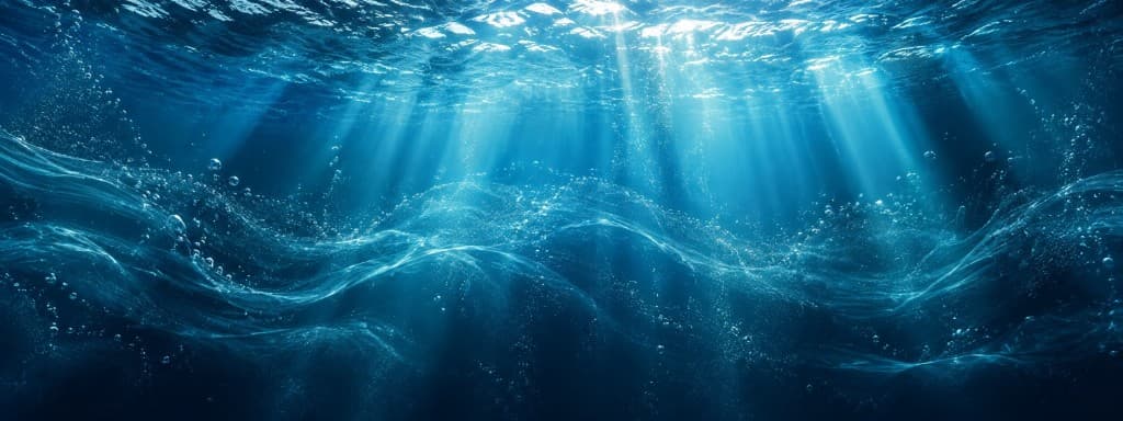 Sunlight rays through deep ocean water